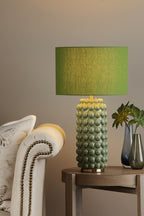 Etzel Table Lamp Green Satin Brass With Shade <br>Green