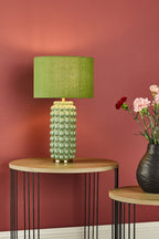 Etzel Table Lamp Green Satin Brass With Shade <br>Green