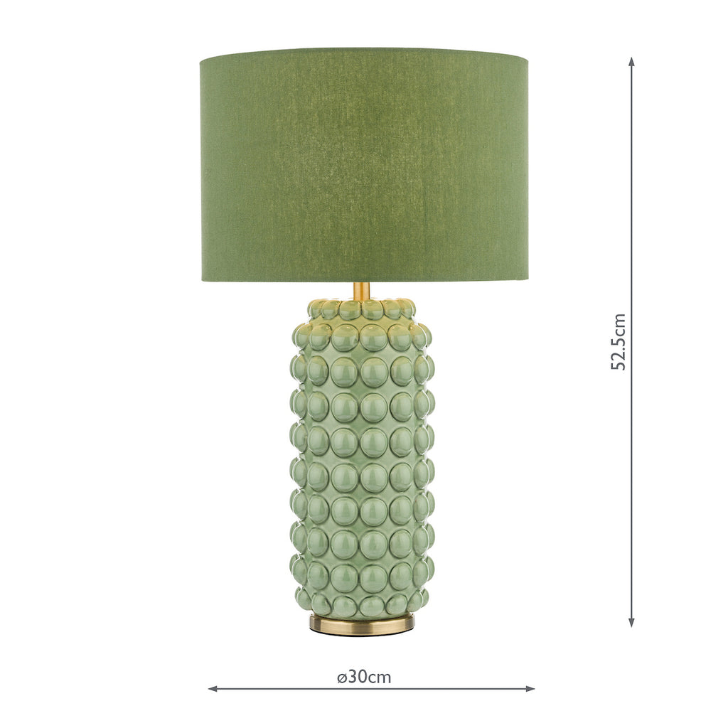 Etzel Table Lamp Green Satin Brass With Shade <br>Green