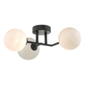 Euan 3 Light Wall/Flush Light Black & Opal Glass<br>Matt Black