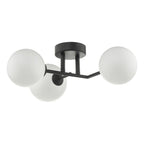 Euan 3 Light Wall/Flush Light Black & Opal Glass<br>Matt Black