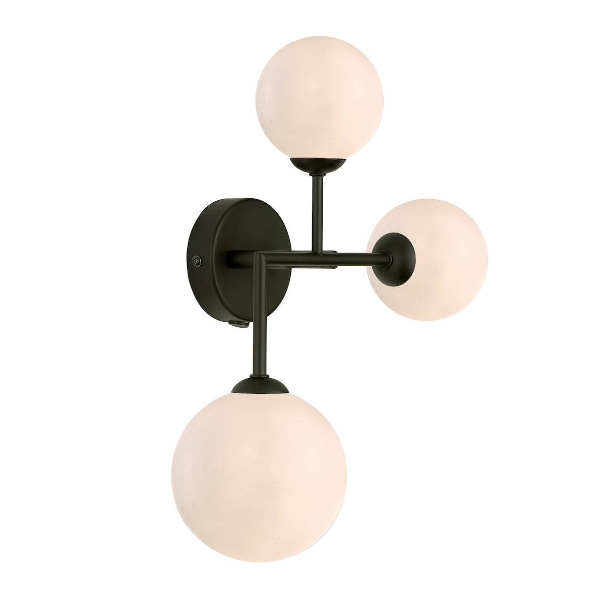 Euan 3 Light Wall/Flush Light Black & Opal Glass<br>Matt Black