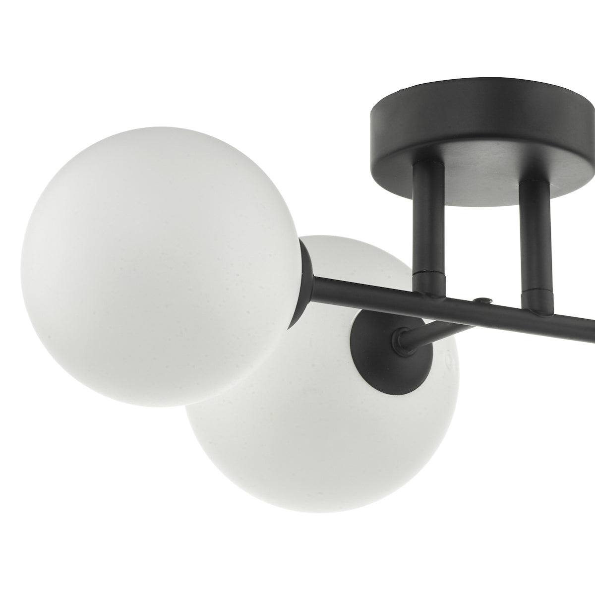 Euan 3 Light Wall/Flush Light Black & Opal Glass<br>Matt Black