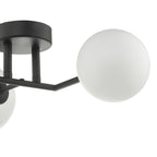 Euan 3 Light Wall/Flush Light Black & Opal Glass<br>Matt Black