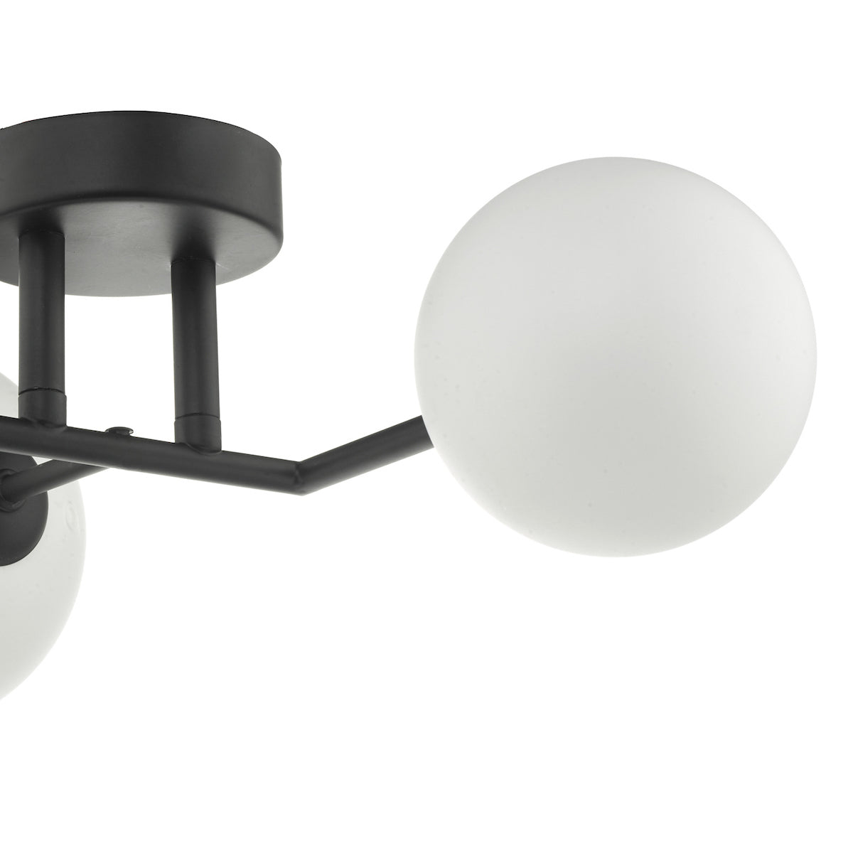 Euan 3 Light Wall/Flush Light Black & Opal Glass<br>Matt Black