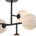 Euan 5 Light Semi Flush Black & Opal Glass<br>Matt Black