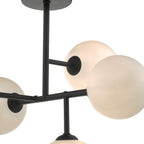 Euan 5 Light Semi Flush Black & Opal Glass<br>Matt Black