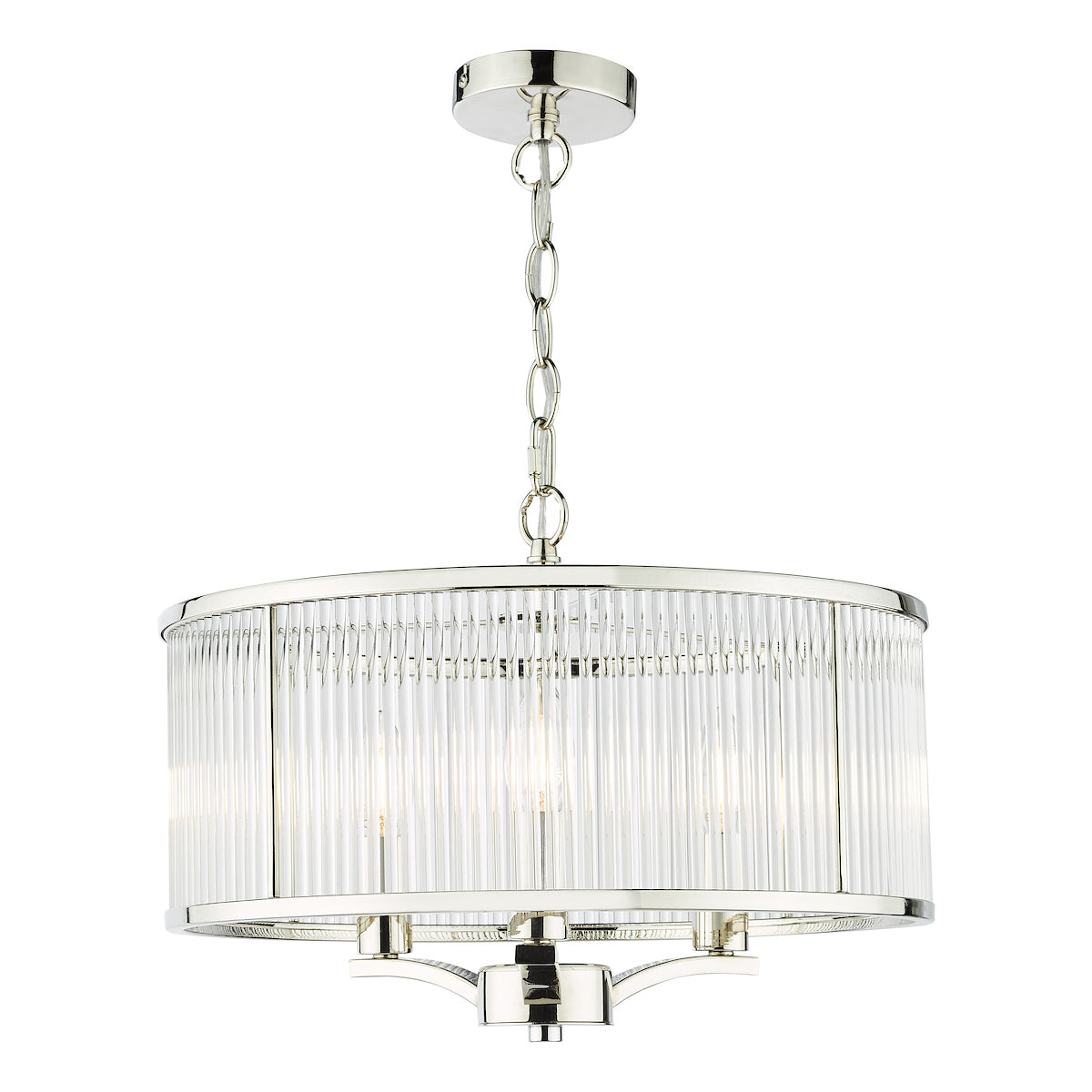 Eveyln 3 Light Pendant Polished Nickel Glass<br>Polished Nickel