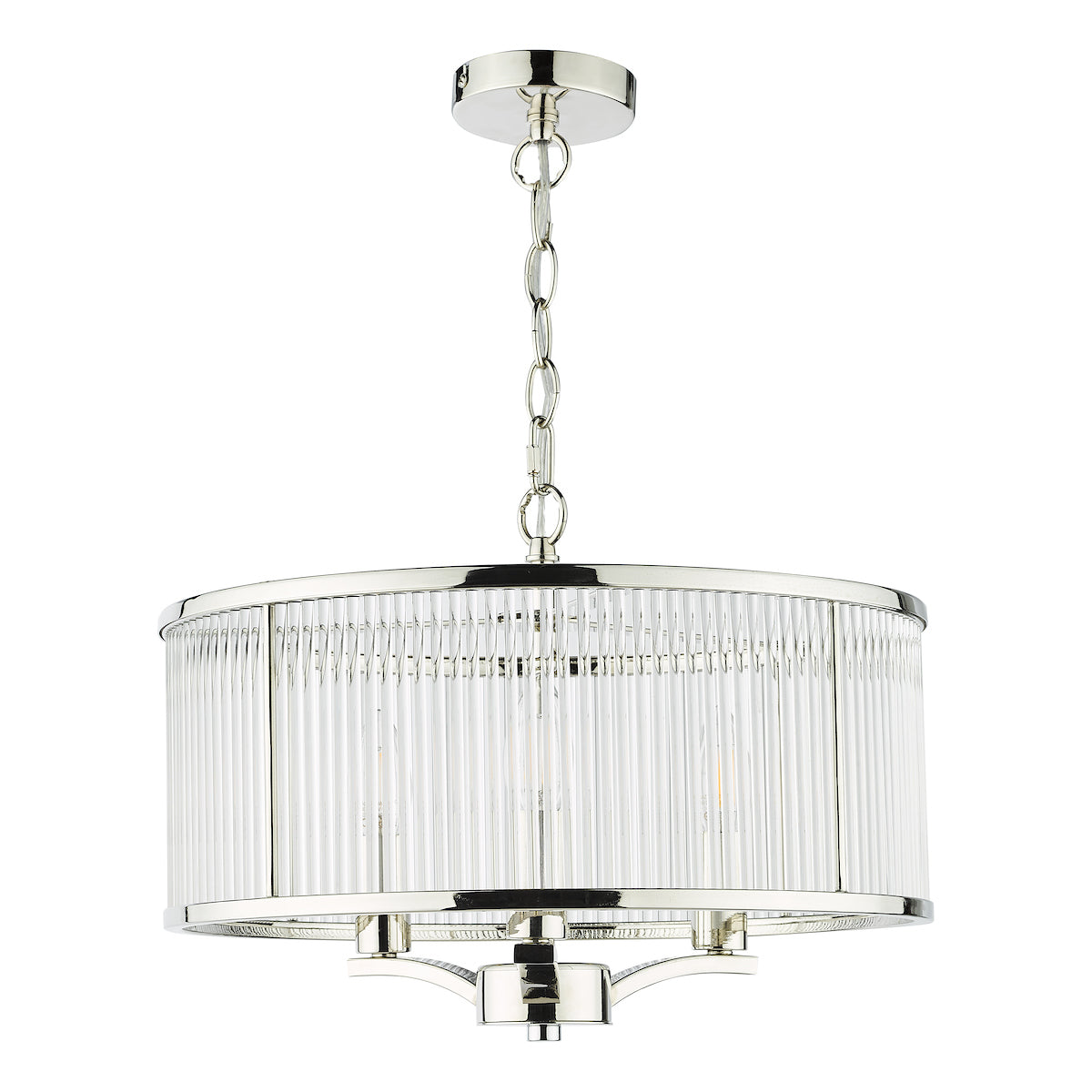 Eveyln 3 Light Pendant Polished Nickel Glass<br>Polished Nickel
