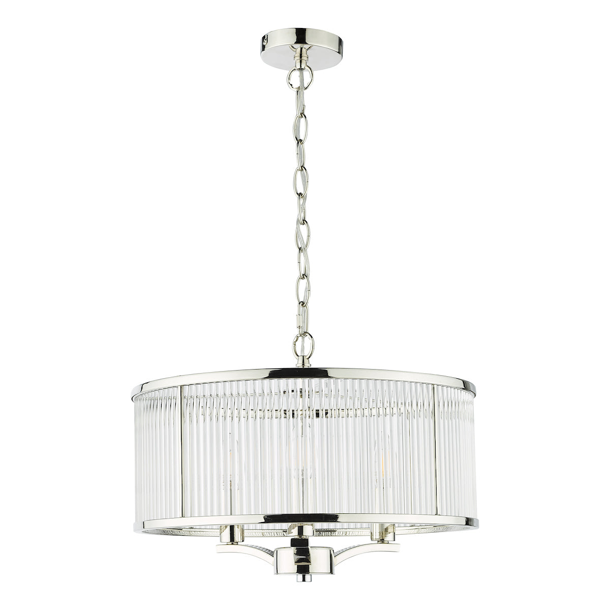 Eveyln 3 Light Pendant Polished Nickel Glass<br>Polished Nickel