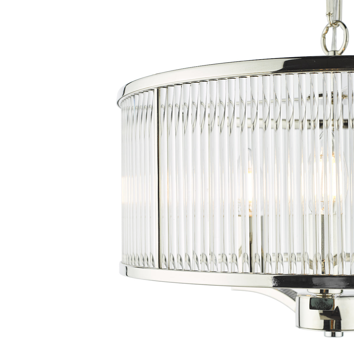 Eveyln 3 Light Pendant Polished Nickel Glass<br>Polished Nickel