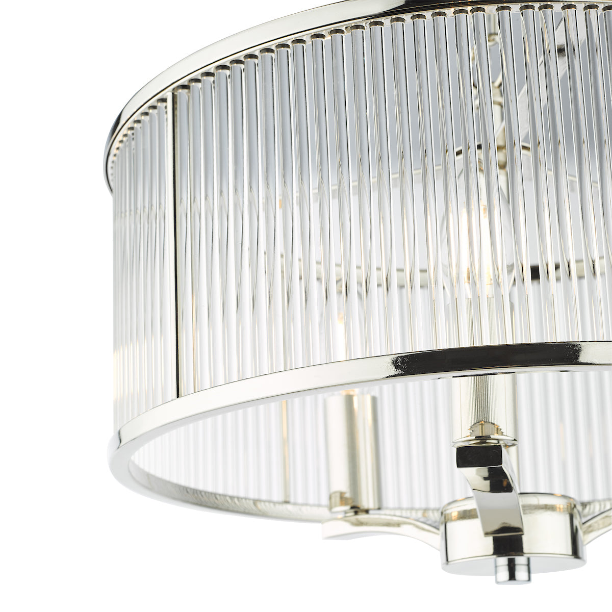 Eveyln 3 Light Pendant Polished Nickel Glass<br>Polished Nickel