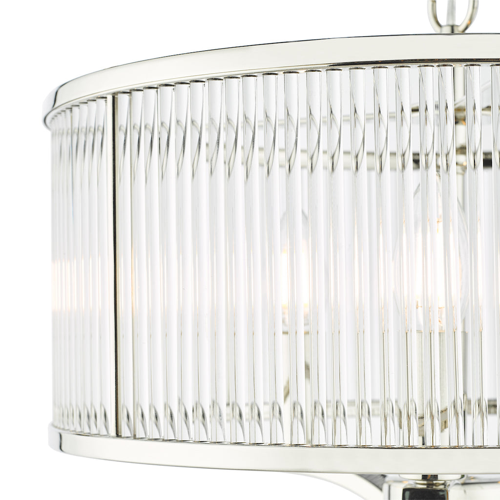 Eveyln 3 Light Pendant Polished Nickel Glass<br>Polished Nickel