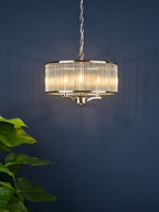 Eveyln 3 Light Pendant Polished Nickel Glass<br>Polished Nickel