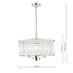 Eveyln 3 Light Pendant Polished Nickel Glass<br>Polished Nickel