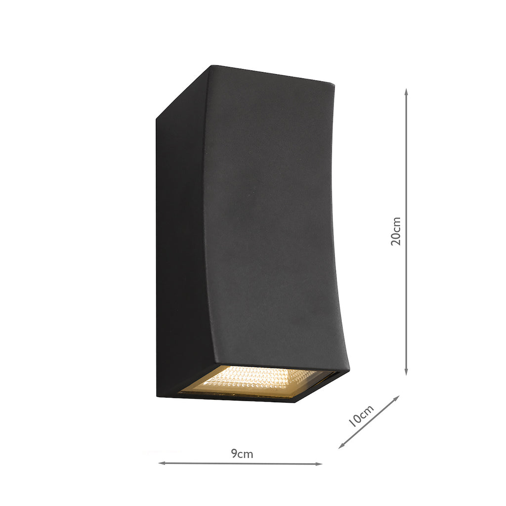 Exeter Outdoor 2 Light Wall Light Dark Grey IP44 LED<br>Matt Grey