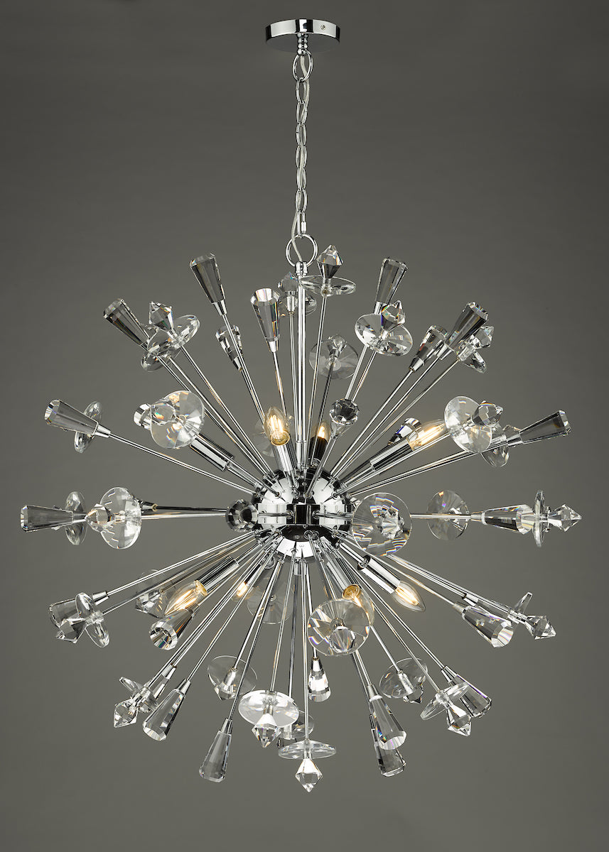 Exodus 8 Light Pendant Polished Chrome Crystal<br>Polished Chrome