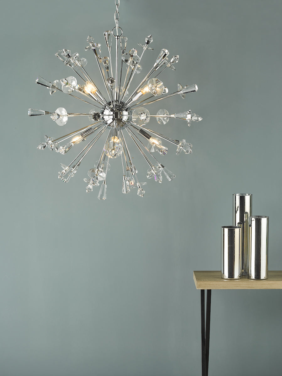 Exodus 8 Light Pendant Polished Chrome Crystal<br>Polished Chrome
