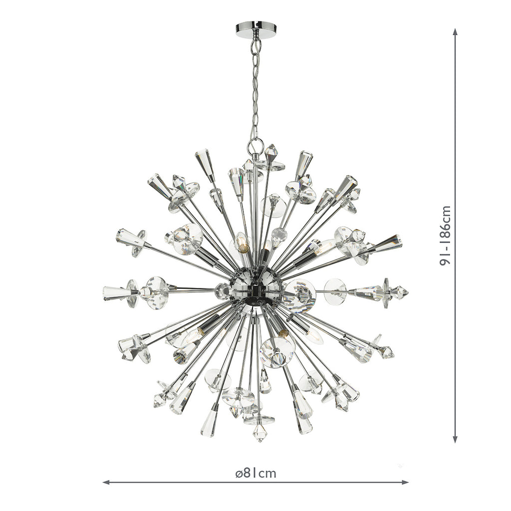 Exodus 8 Light Pendant Polished Chrome Crystal<br>Polished Chrome