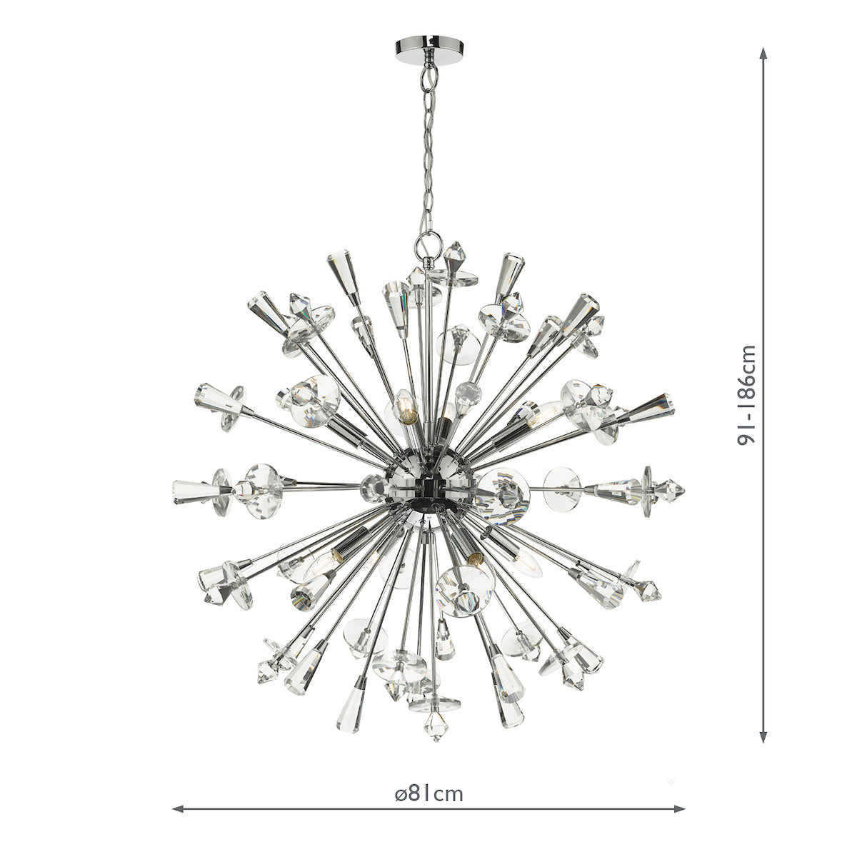 Exodus 8 Light Pendant Polished Chrome Crystal<br>Polished Chrome