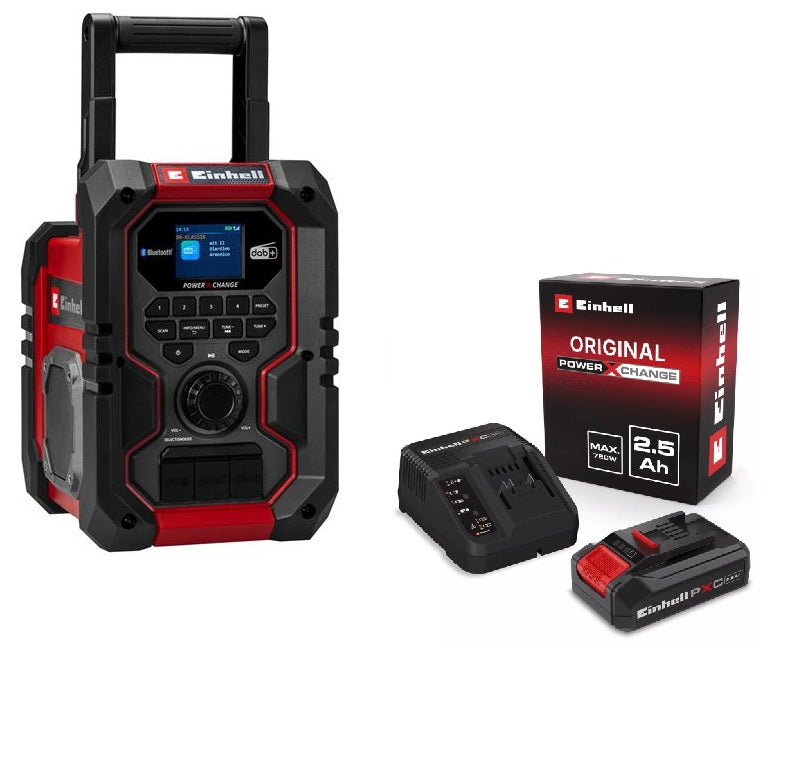 Einhell VTE-CR 18 Li DAB+/FM/BT - Solo Cordless Radio 18V With 1 x 2.5 Ah Battery