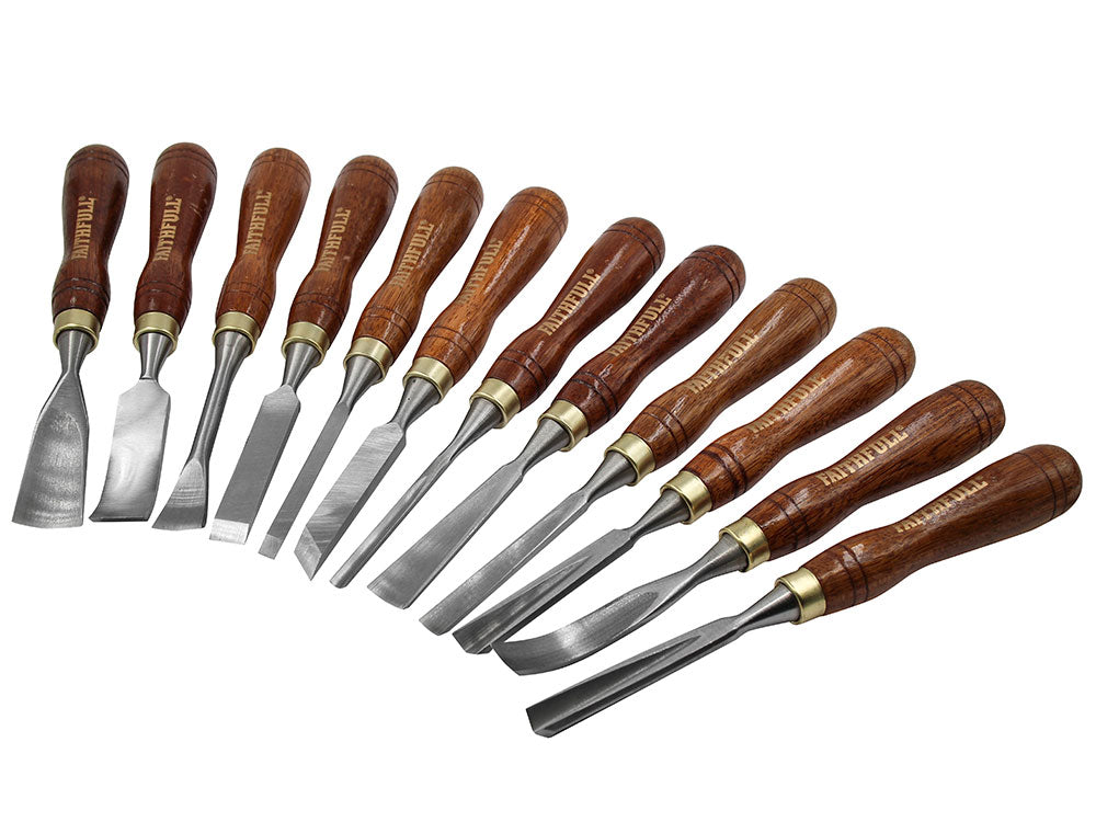 Faithfull Wood Carving Chisels Set in Case 12 Piece