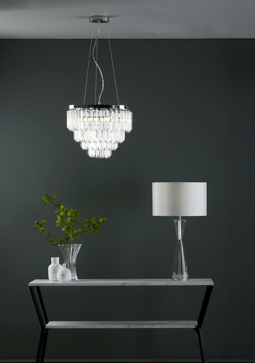 Fame 5 Light Pendant Polished Chrome Glass<br>Glass