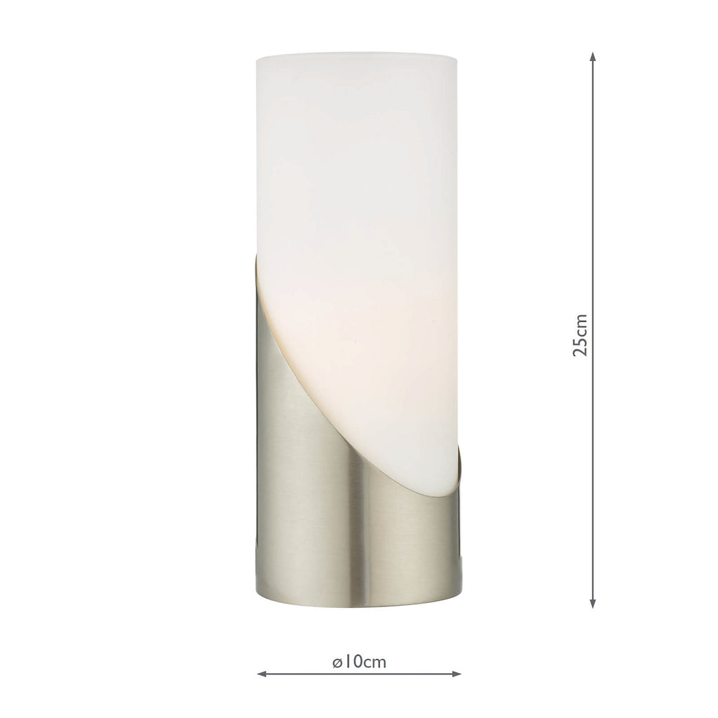 Faris Touch Table Lamp Satin Nickel Opal Glass<br>Satin Nickel