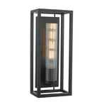 Felipe Wall Light Black & Ribbed Glass<br>Matt Black
