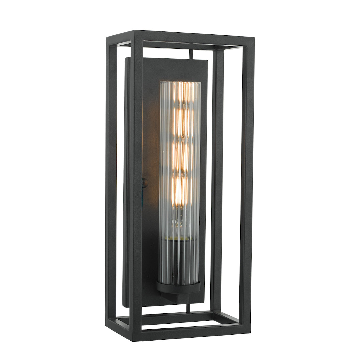 Felipe Wall Light Black & Ribbed Glass<br>Matt Black