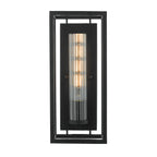 Felipe Wall Light Black & Ribbed Glass<br>Matt Black