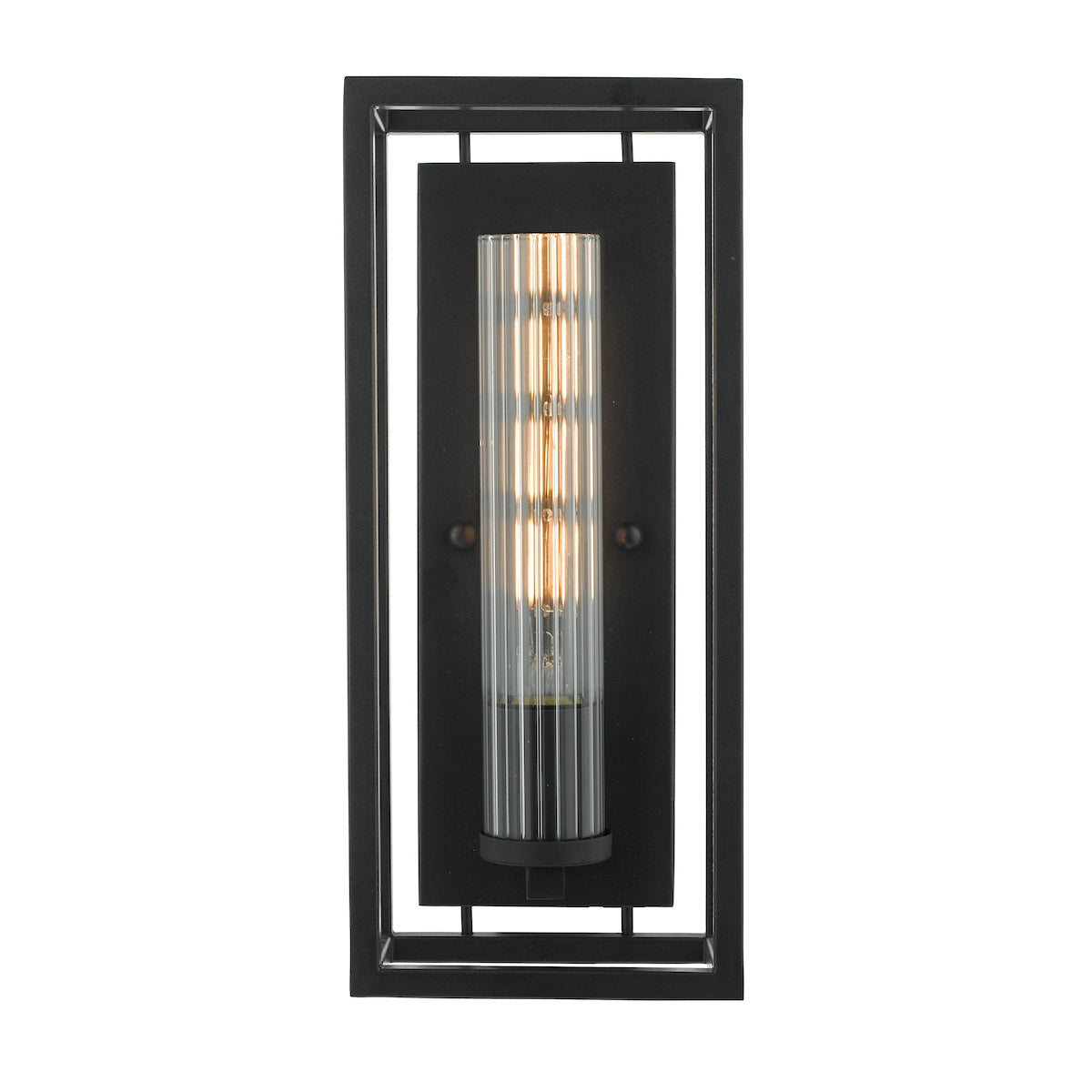 Felipe Wall Light Black & Ribbed Glass<br>Matt Black