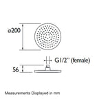 Bristan ABS 200mm Round Fixed Head - Chrome