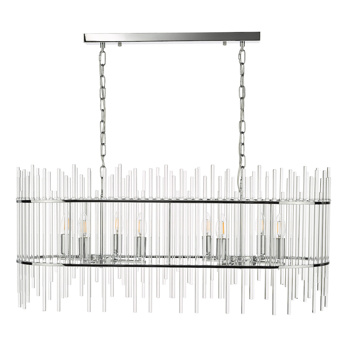 Finola 8 Light Bar Pendant Polished Chrome Glass<br>Glass