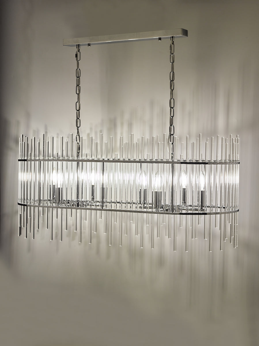 Finola 8 Light Bar Pendant Polished Chrome Glass<br>Glass