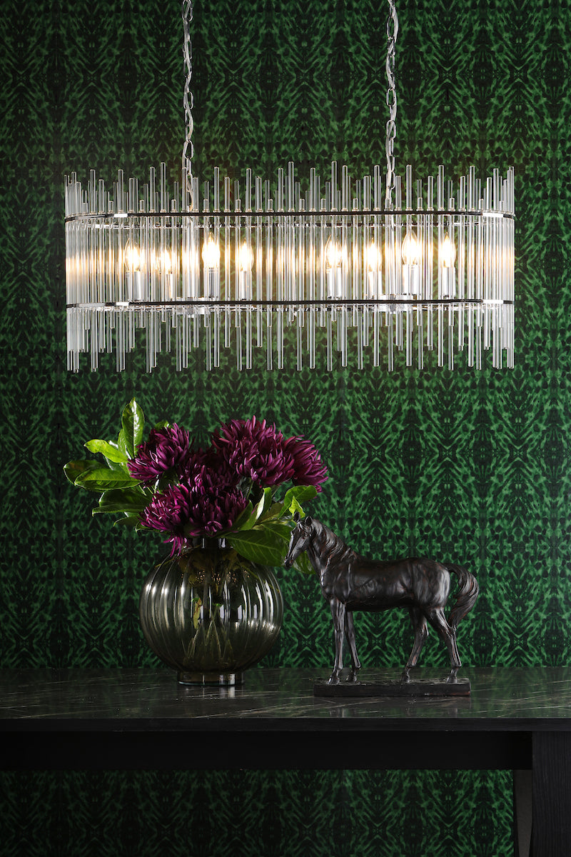 Finola 8 Light Bar Pendant Polished Chrome Glass<br>Glass