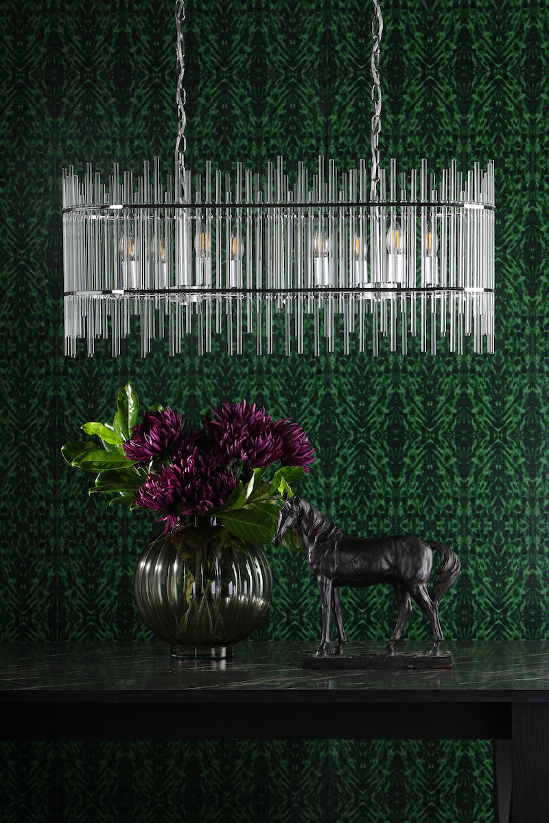 Finola 8 Light Bar Pendant Polished Chrome Glass<br>Glass