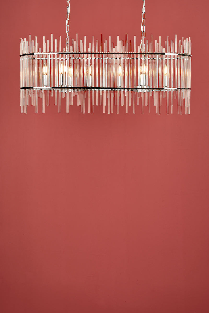 Finola 8 Light Bar Pendant Polished Chrome Glass<br>Glass
