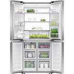 Fisher & Paykel Series 7 Contemporary RF500QNUX1 79cm Wifi Connected Plumbed Quad Door Frost Free Fridge Freezer - Stainless Steel