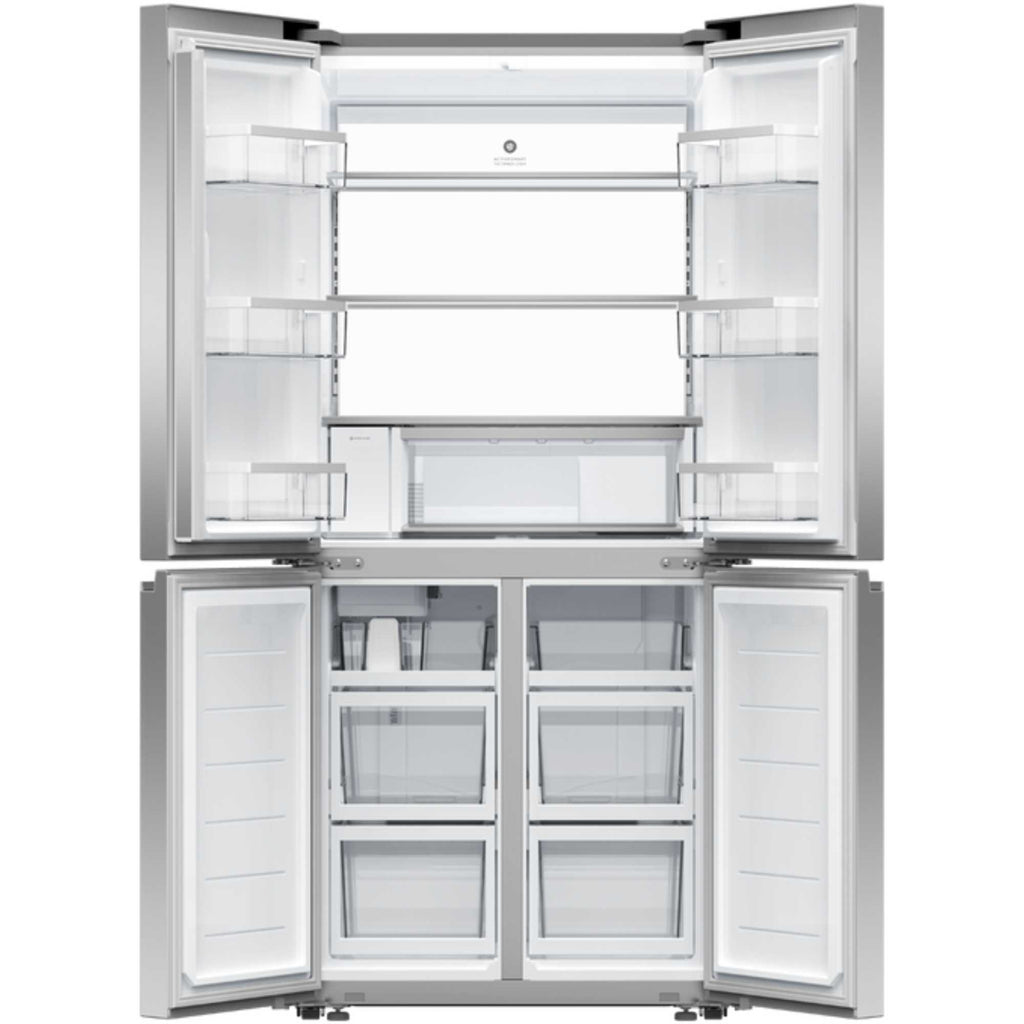 Fisher & Paykel Series 7 Contemporary RF500QNUX1 79cm Wifi Connected Plumbed Quad Door Frost Free Fridge Freezer - Stainless Steel
