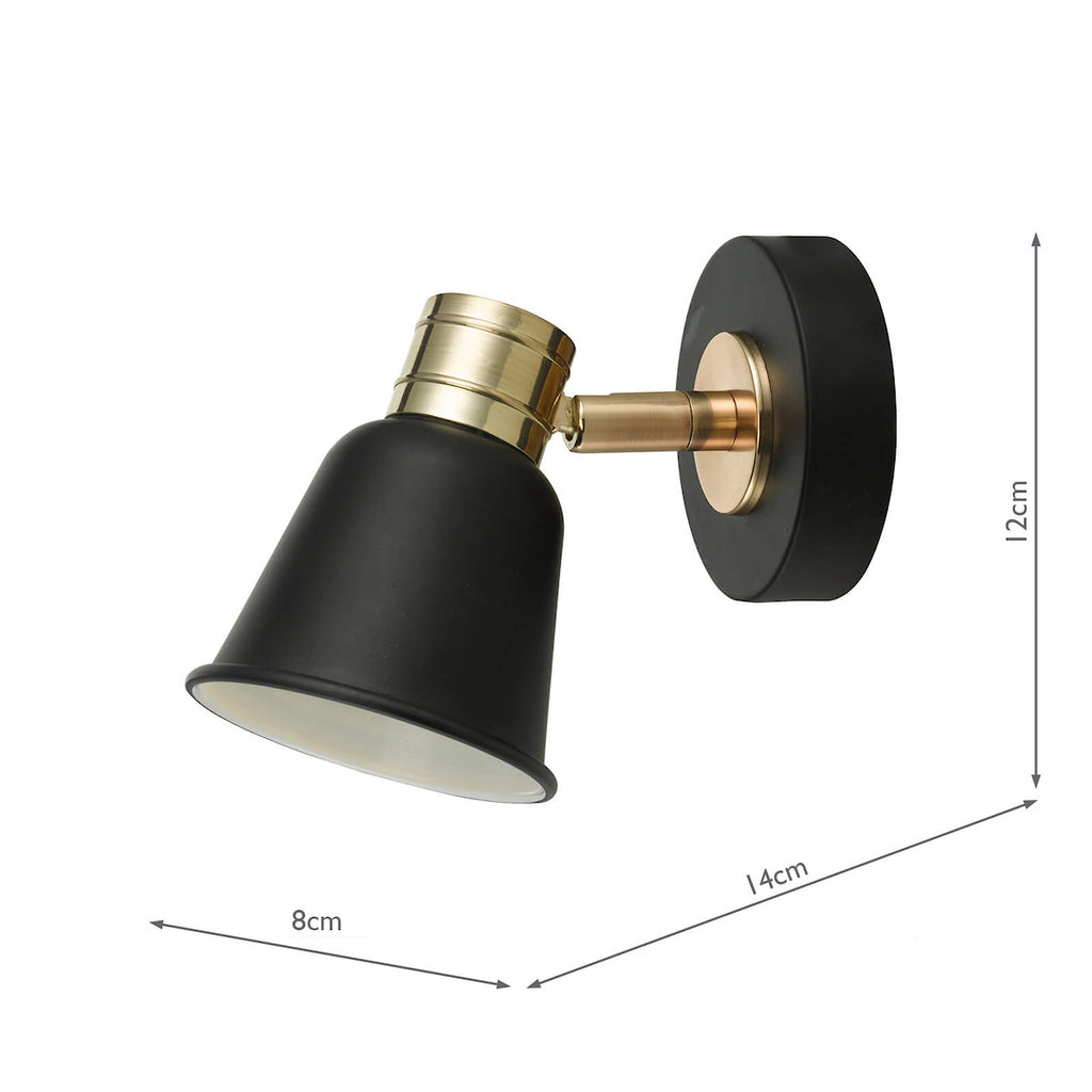 Fry Single Wall Spotlight Black & Rose Gold<br>Matt Black