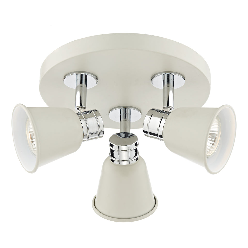 Fry 3 Light Plate Spotlight Cream Polished ChromeMatt Cream