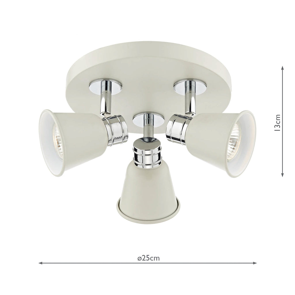 Fry 3 Light Plate Spotlight Cream Polished ChromeMatt Cream