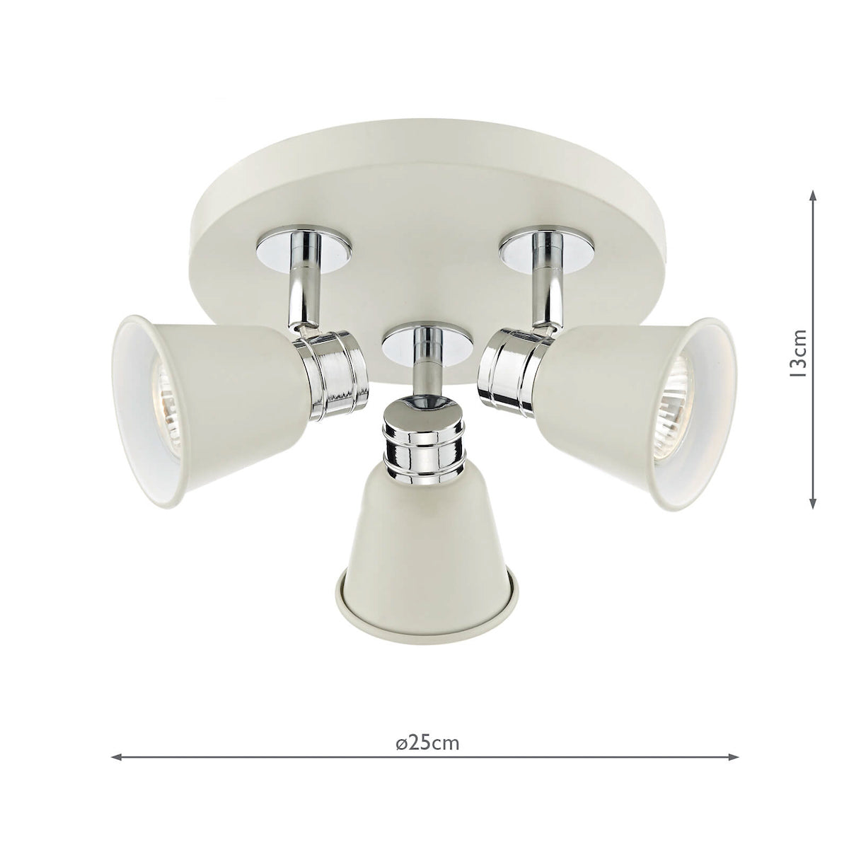Fry 3 Light Plate Spotlight Cream Polished ChromeMatt Cream