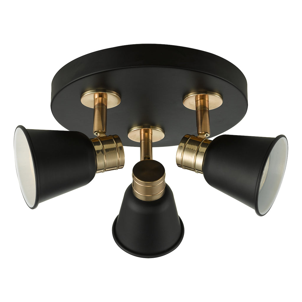 Fry 3 Light Plate Spotlight Black & Rose Gold<br>Matt Black