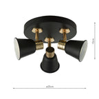 Fry 3 Light Plate Spotlight Black & Rose Gold<br>Matt Black
