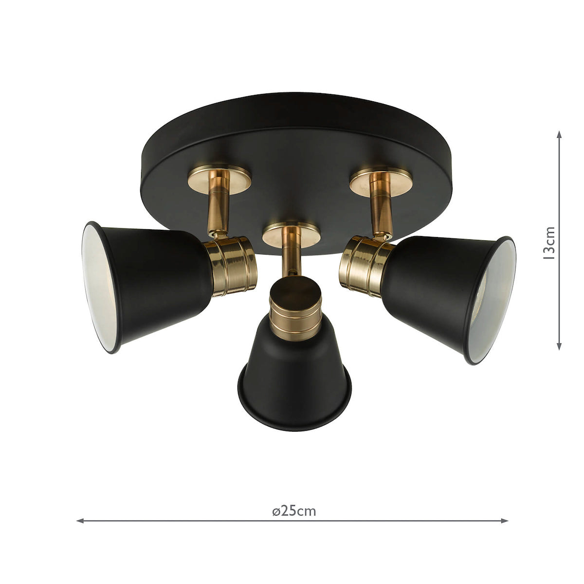 Fry 3 Light Plate Spotlight Black & Rose Gold<br>Matt Black