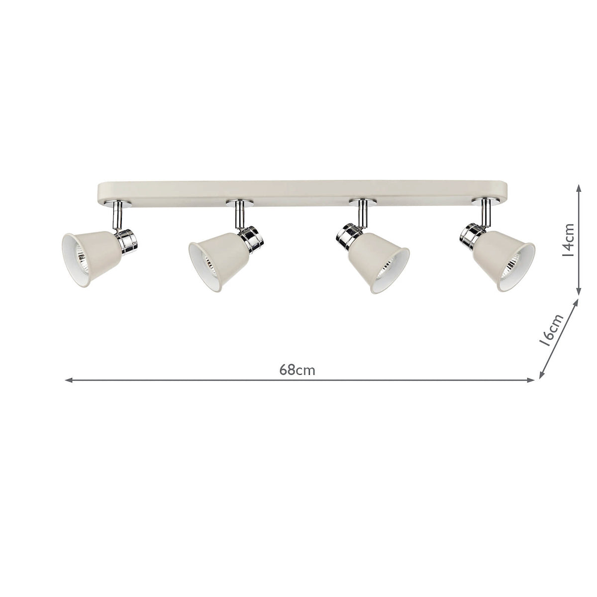 Fry 4 Light Bar Spotlight Cream Polished Chrome<br>Matt Cream