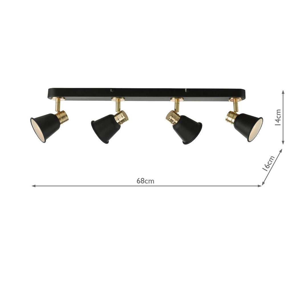 Fry 4 Light Bar Spotlight Black & Rose Gold<br>Matt Black