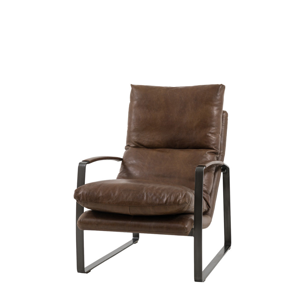 Foix Lounger Brown Leather